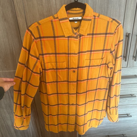 *****SOLD***** Madewell Mustard Plaid Flannel Shirt - Picture 3 of 7